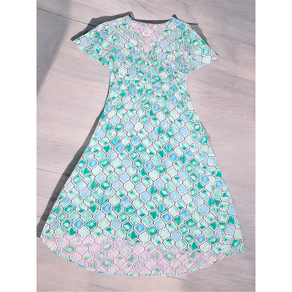 Tommy Bahama Dress Women's Size Large Hi Low Mumbai Medallion Maxi Coastal Artsy - Picture 3 of 12